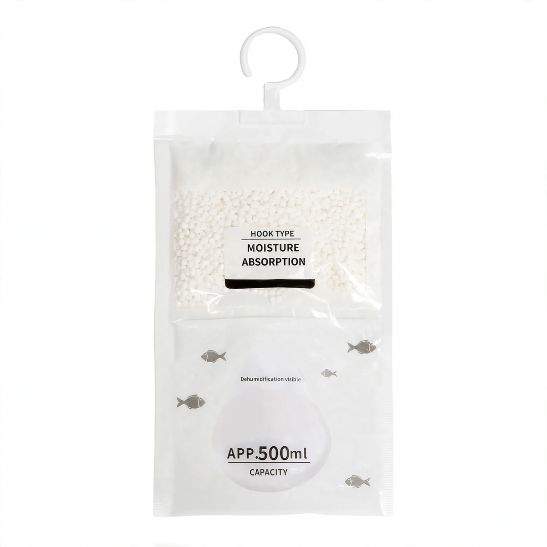 Hanging dehumidifying bag for wardrobes