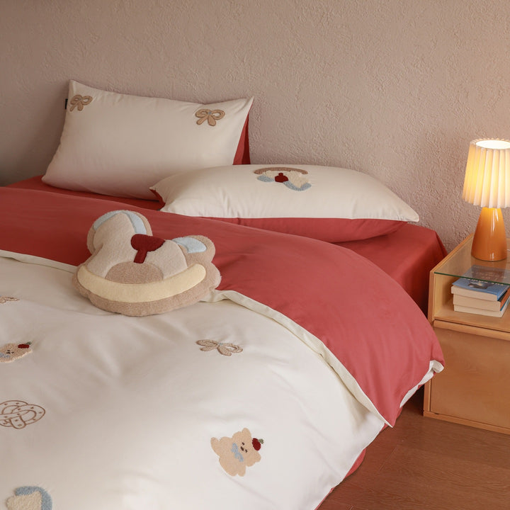Cotton bedding set, 4-piece, 100 thread count