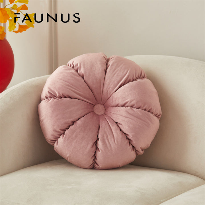 Round plush seat cushion with foldable design, 35×35 cm