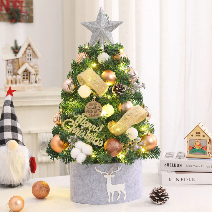 Mini Christmas tree with decoration, 45/60 cm, PVC