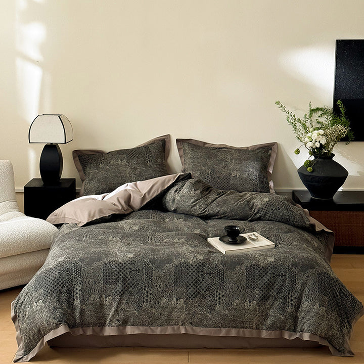 Cotton bedding set, brushed, with jacquard pattern