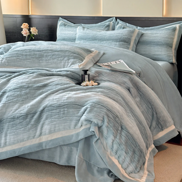 Milk fiber bedding set, 4-piece, geometric pattern