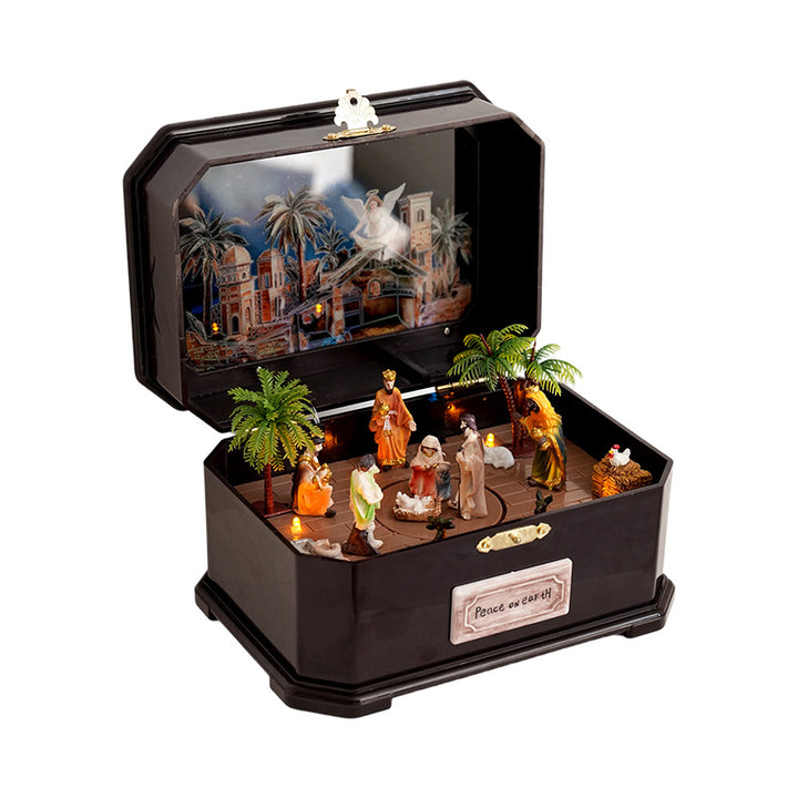 Christmas music box made of resin with lighting