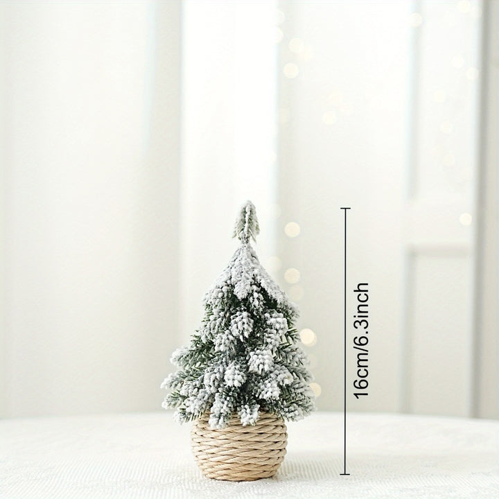 Mini Christmas tree with flocking, PE, table decoration