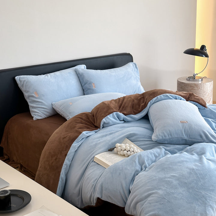 Milk fiber bedding set, solid colors, 4-piece