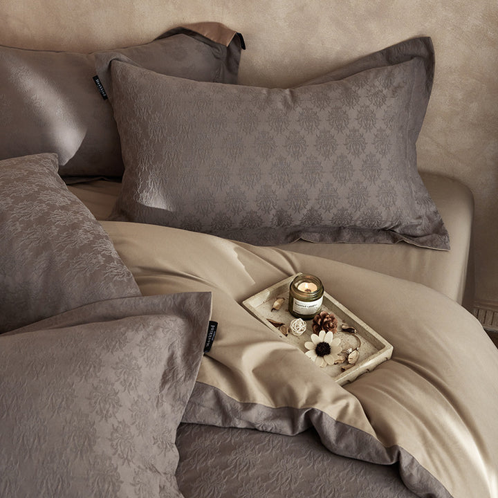 4-piece bedding set, cotton, jacquard weave, brushed