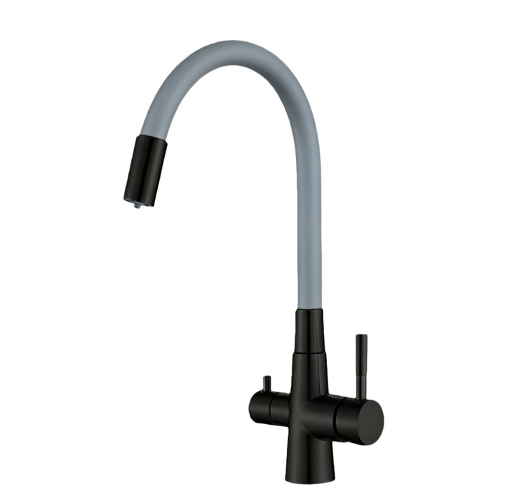 Stainless steel kitchen faucet with spray function