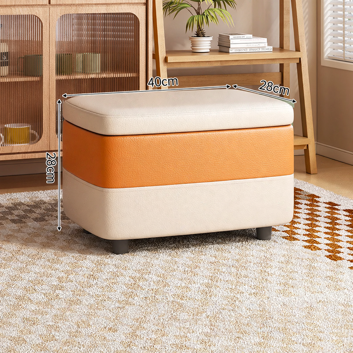Rectangular leather seat cube with storage
