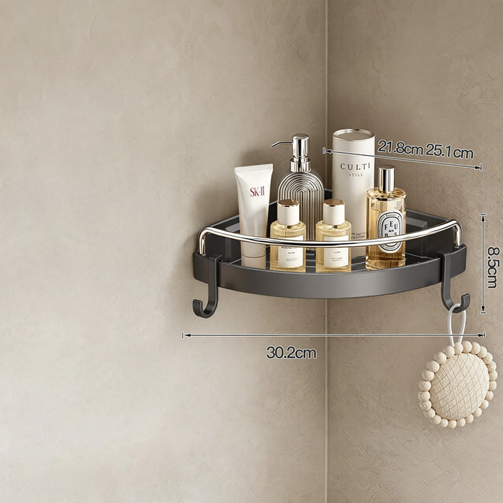 Triangle Corner Shelf for Bathroom, Plastic and Aluminum