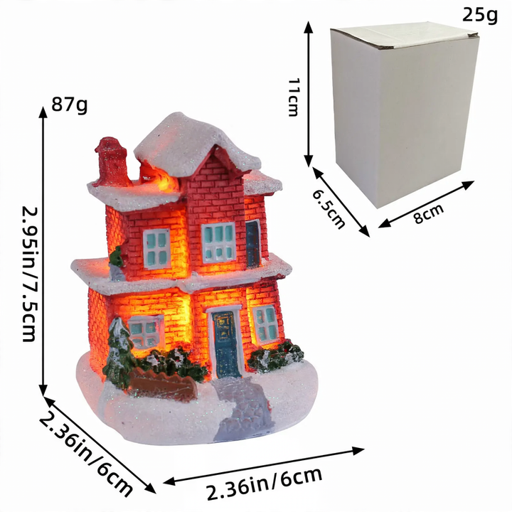 Illuminated Christmas house made of resin