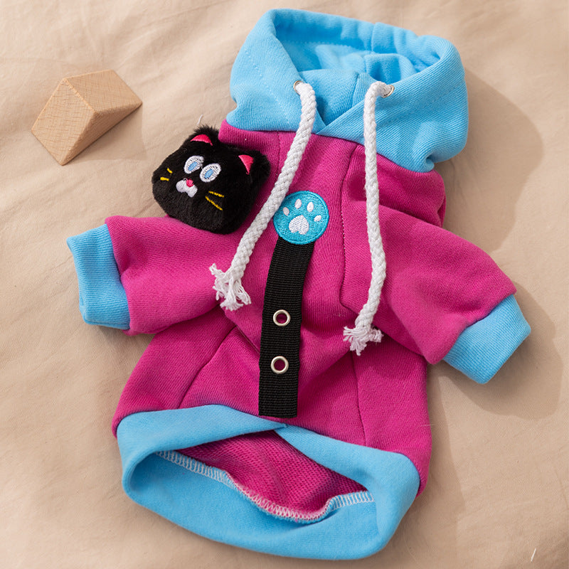 Hooded sweatshirt with cartoon design for dogs and cats