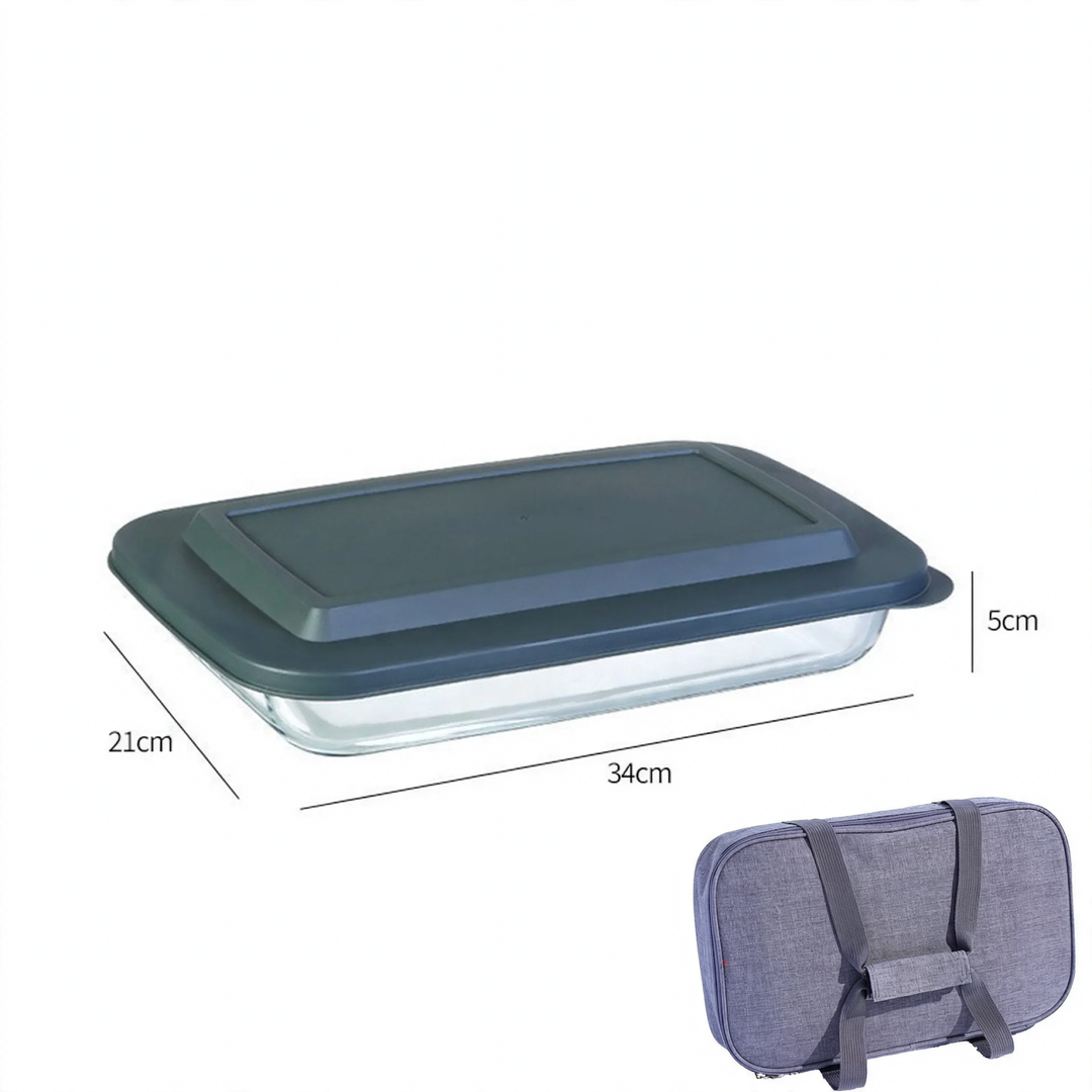 Glass baking tray made of borosilicate glass, rectangular