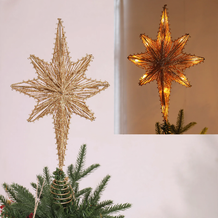 Christmas tree topper star made of iron and fabric