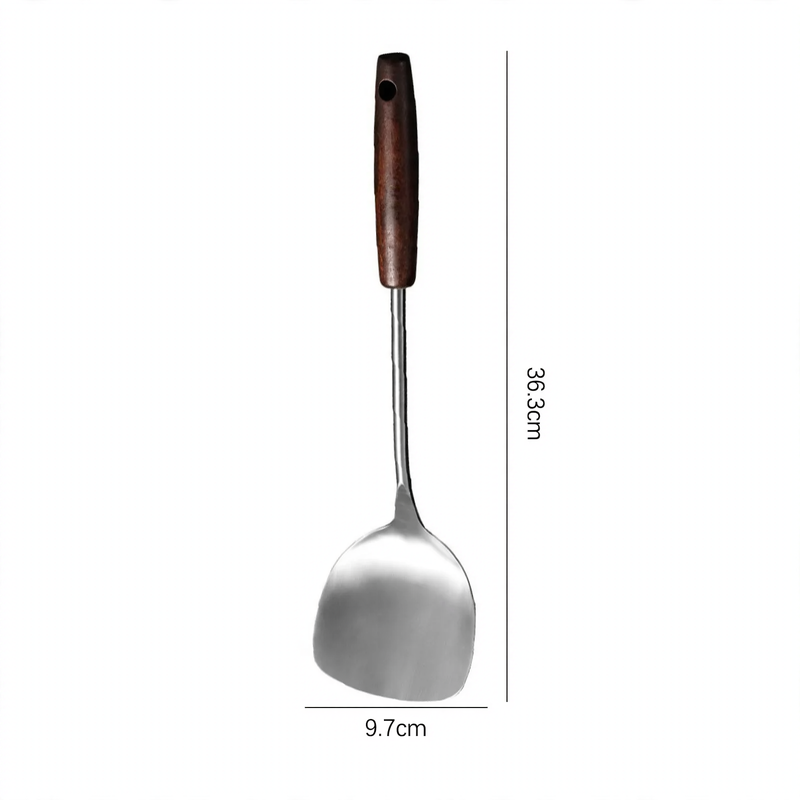Kitchen utensil set, stainless steel with wooden handle