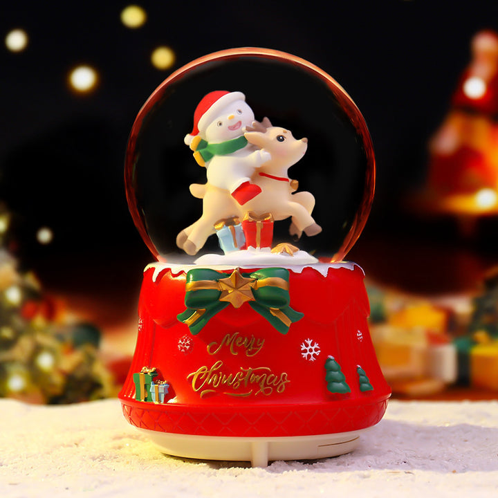 Christmas snow globe with light and music