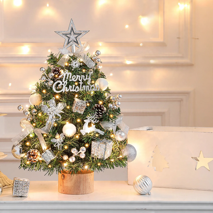 Decorative table Christmas tree with wooden stand