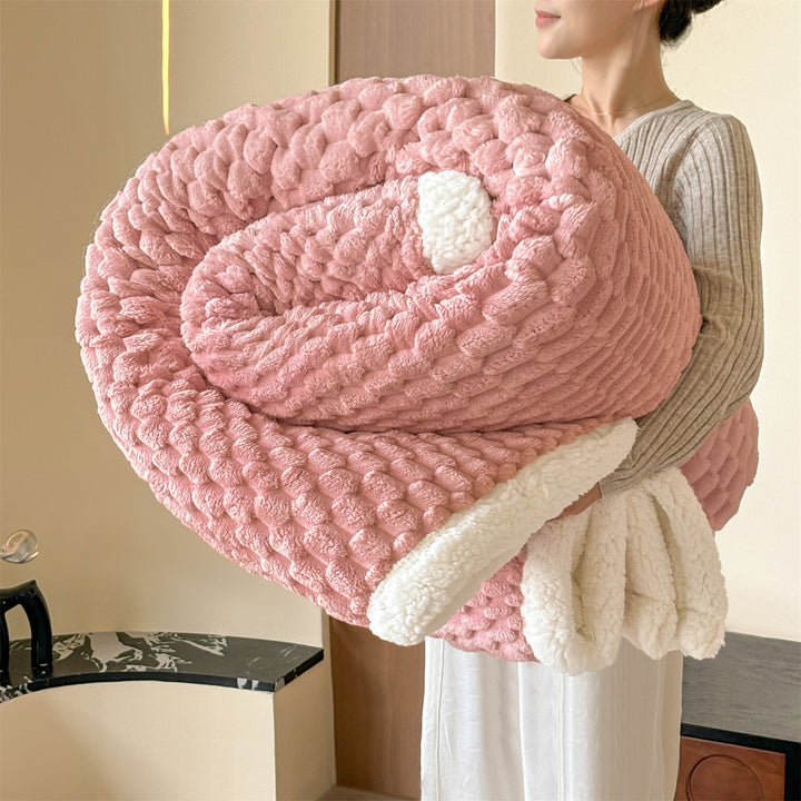 Warm cuddly blanket with lamb fleece imitation