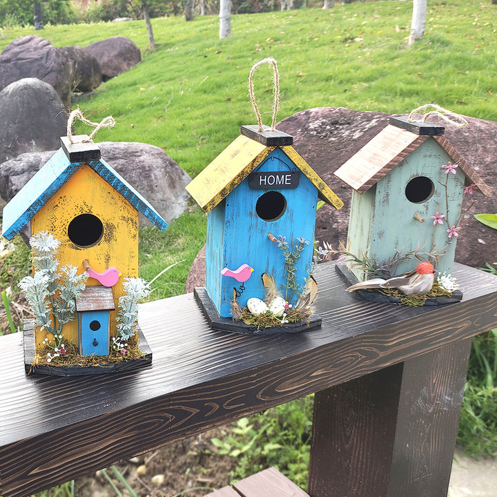Wall-Birdhouse made of pine wood for the garden