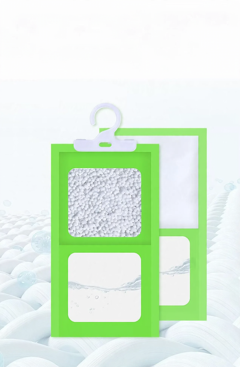 Hanging moisture absorber bag