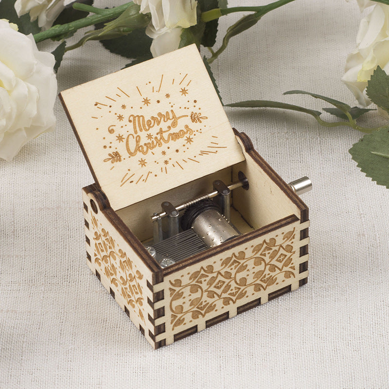 Small wooden music box in retro design