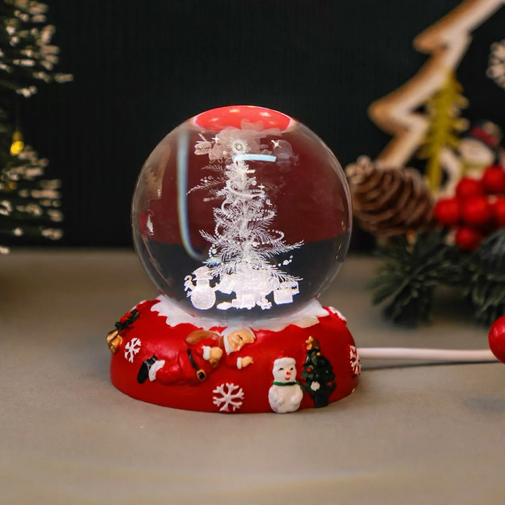 3D Crystal Ball with Engraving and Light Base