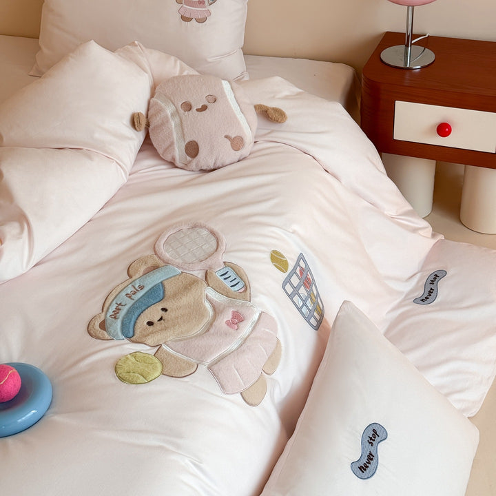 Cotton bedding set, 4-piece, 100 thread count