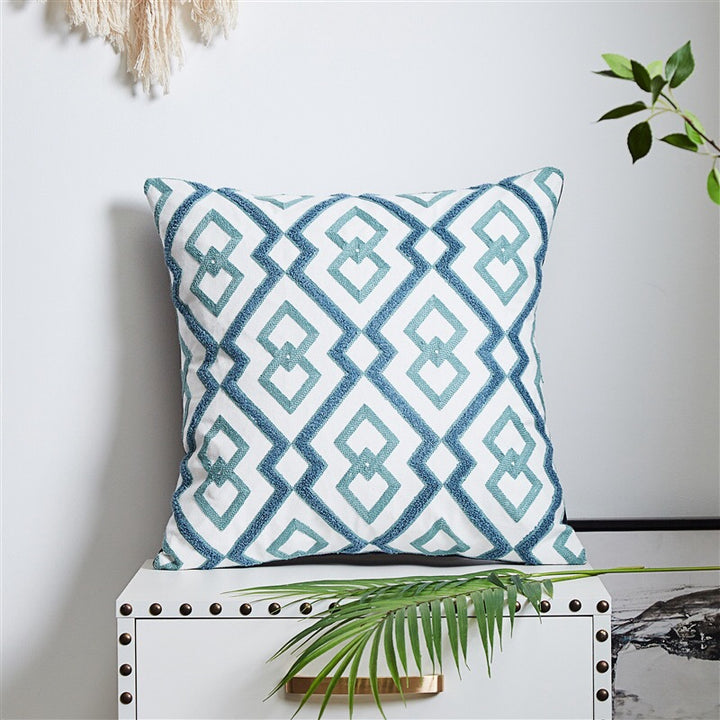 Embroidered cushion cover, 45×45 cm, flower motif