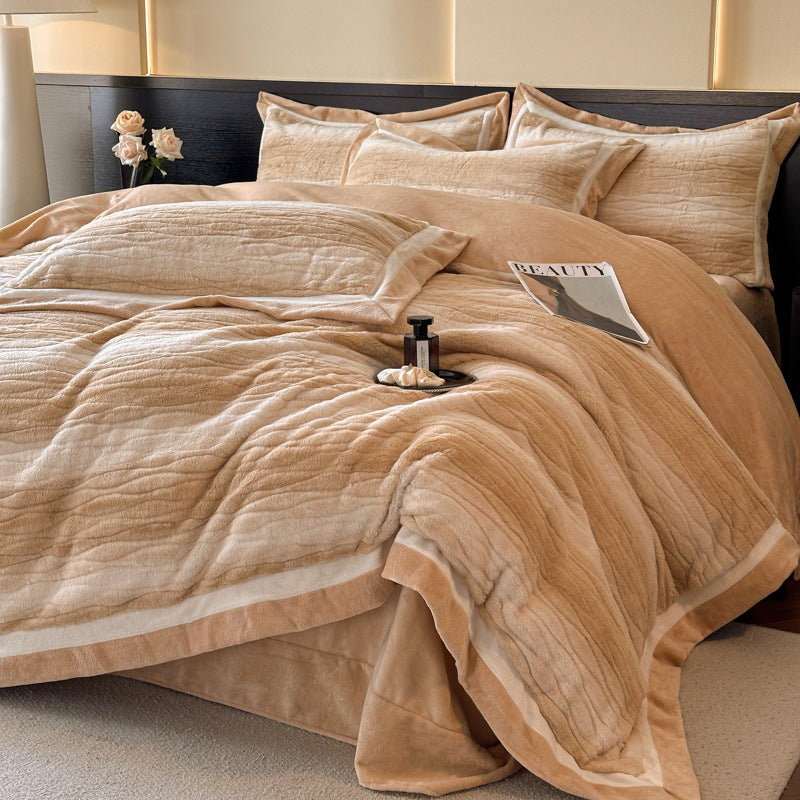 Milk fiber bedding set, 4-piece, geometric pattern