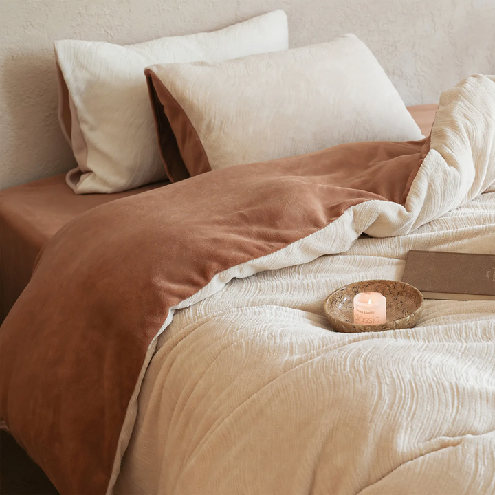 Milk fiber bedding set, 4-piece, winter, textured