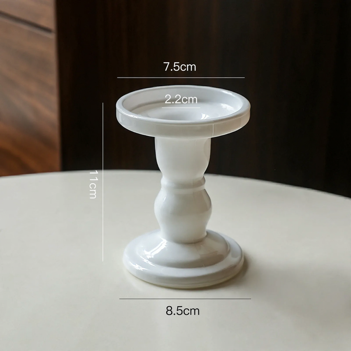 Candle holder in Roman column design with gold rim