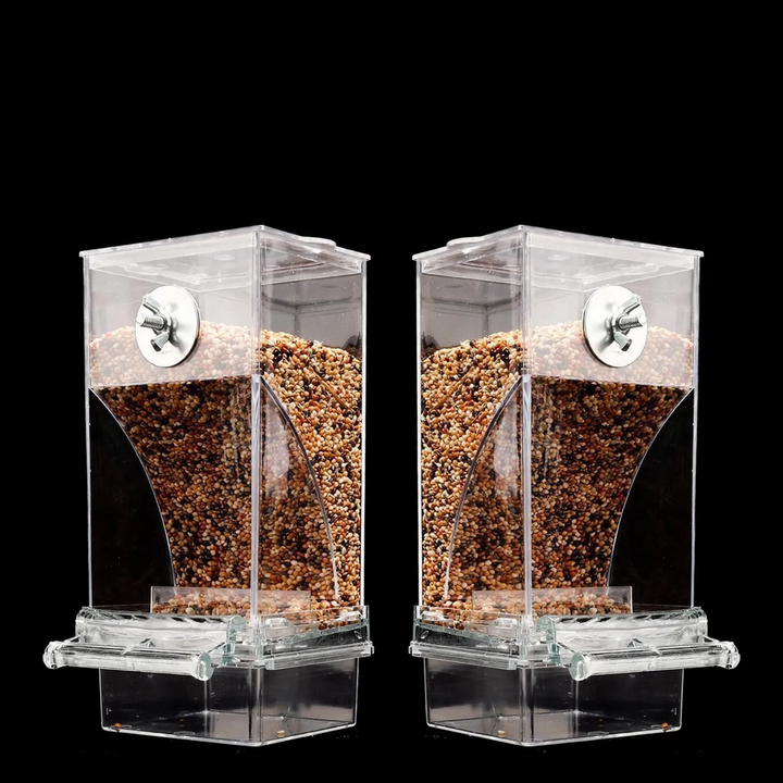 Automatic bird feeder, transparent
