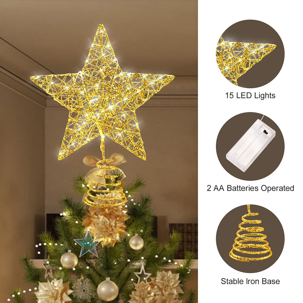 Christmas tree top star with LED light string
