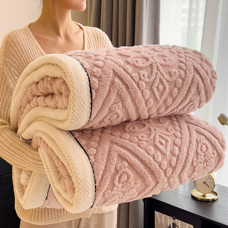 Fluffy flannel throw blanket, double-sided thickened, various sizes
