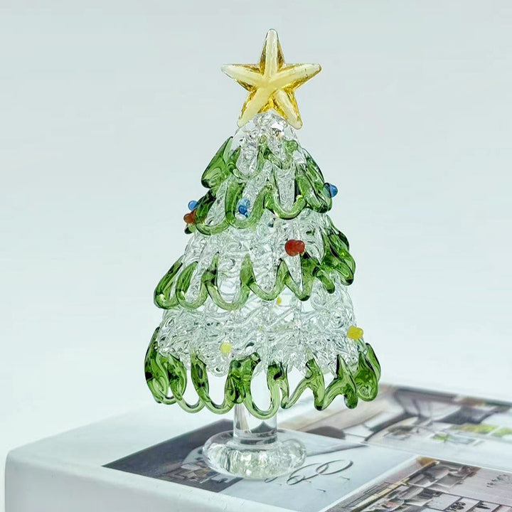 Mini Christmas tree made of glass, decorative table figure