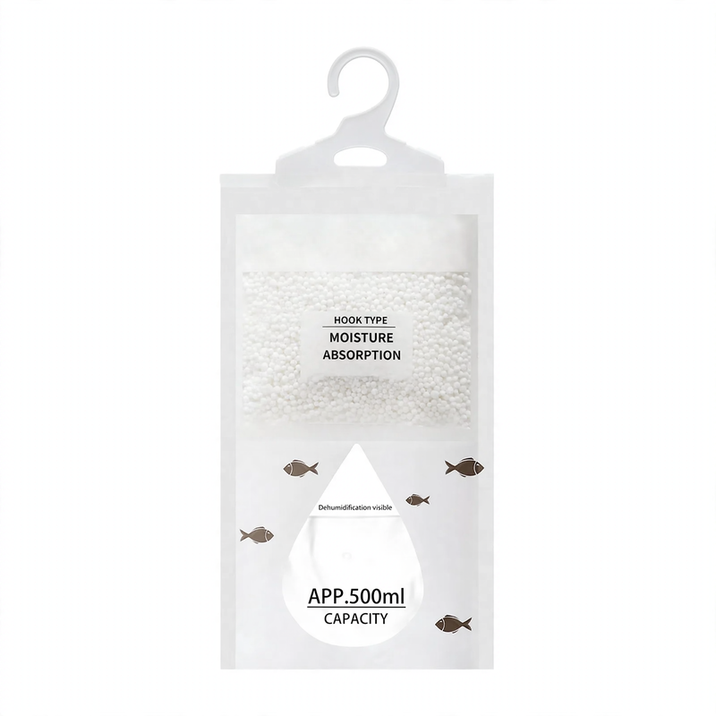 Hanging dehumidifying bag for wardrobes