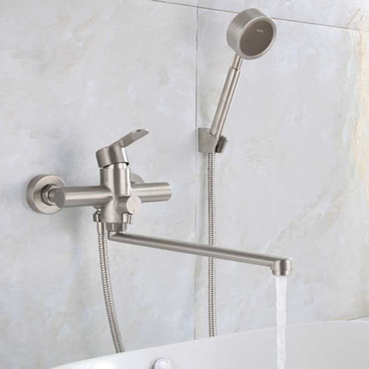 Wall-mounted mixing faucet with swivel outlet