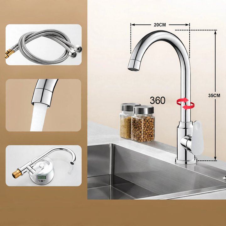 Kitchen faucet stainless steel 304, single lever mixer tap