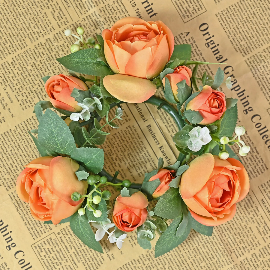Artificial candle wreath with flower buds, 20 cm