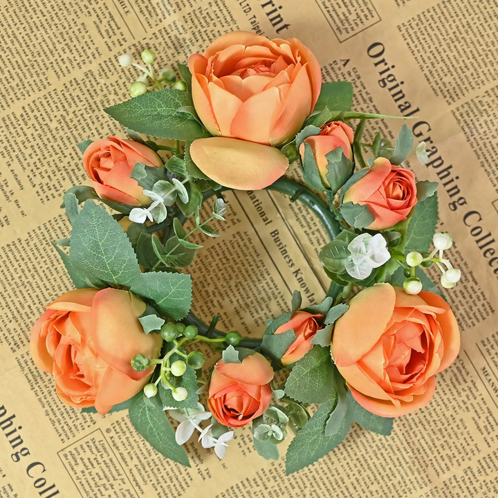 Artificial candle wreath with flower buds, 20 cm