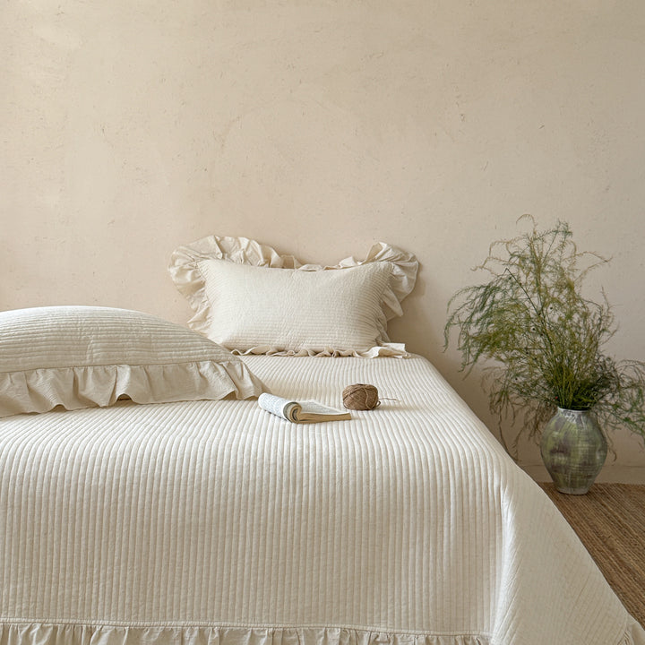 Quilted duvet 3-piece, cotton-linen mix