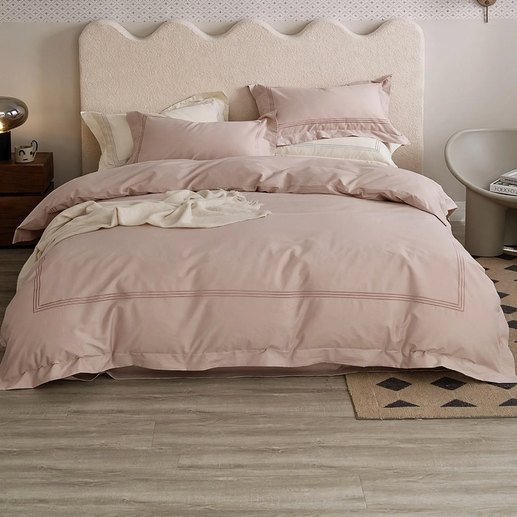 Minimalist Cotton Bedding Set with Embroidery