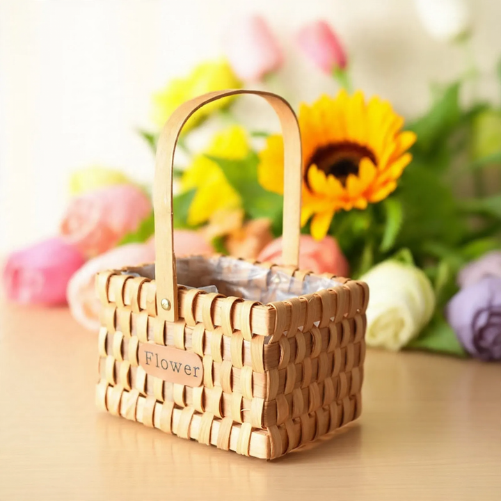 Wooden flower basket, country house style
