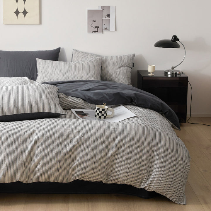 Cotton bedding set, 4-piece, Jacquard