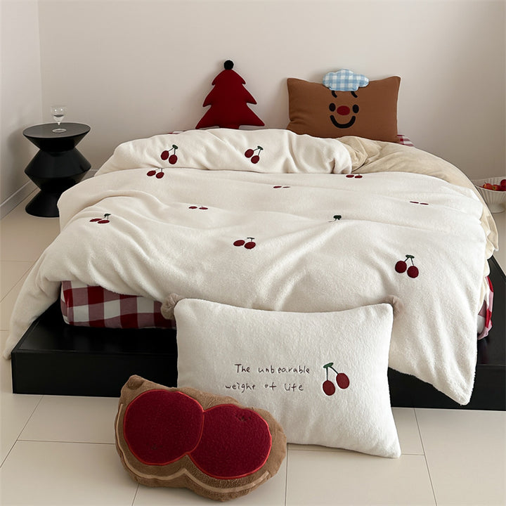 Milk fiber fleece bedding set with star pattern