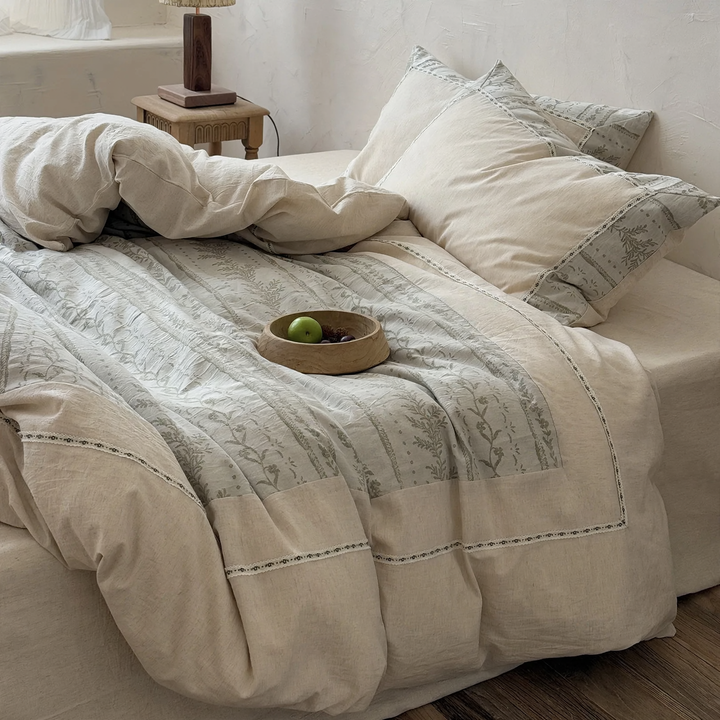 Cotton-linen bedding, 4-piece, 100 thread count