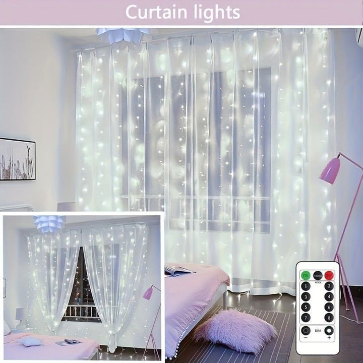 LED Curtain String Lights with USB, Remote Control and Hooks