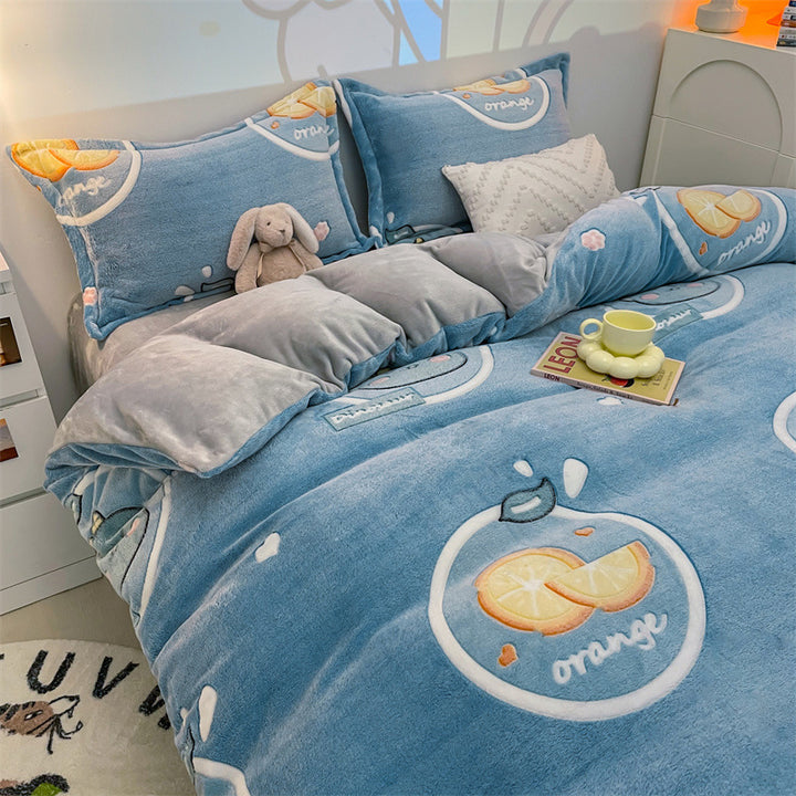 Duvet cover with fleece lining, cartoon design