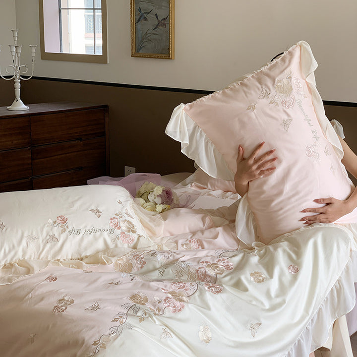 French cotton bedding set, brushed