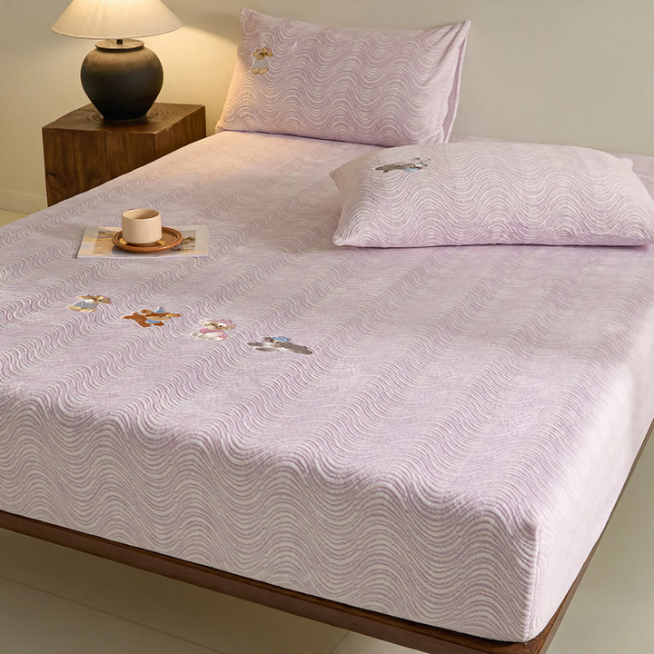 Milk fiber fitted sheet with elastic, winter