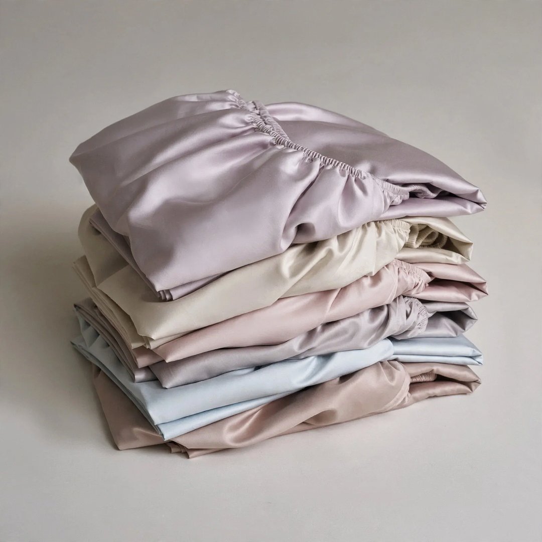 Cotton bed linen set, plain, satin weave